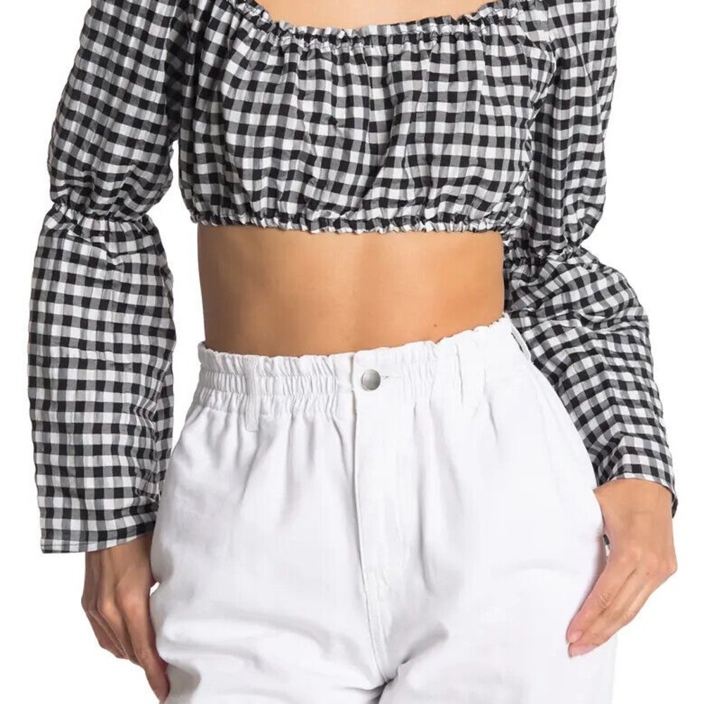 TOPSHOP Checkered Crop Top